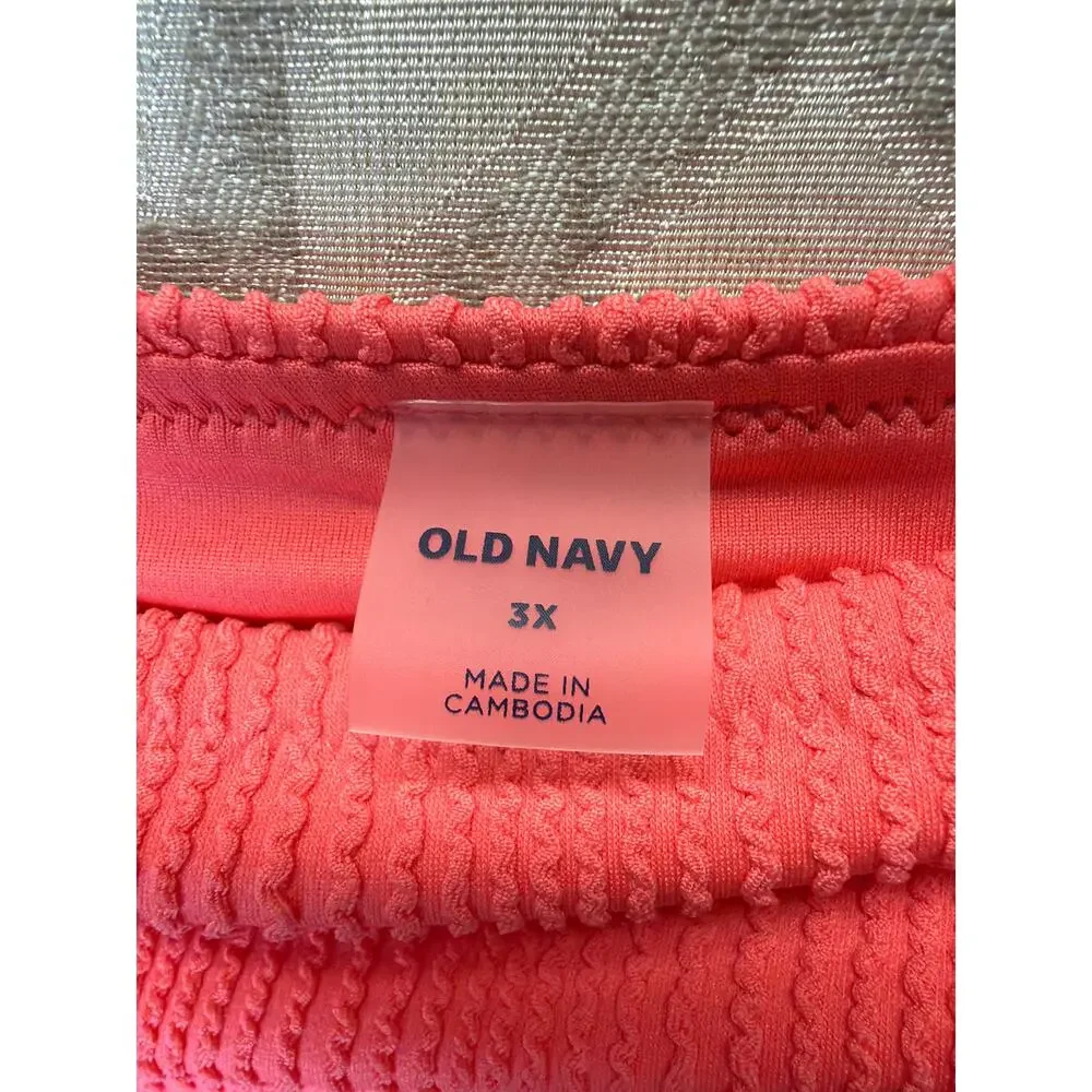 Old Navy High-Waisted Ribbed Bikini Swim Bottoms‎ coral plus size 3X NWT